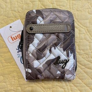 Lug RFID Quilted Wallet with Charm Bar Flurry Camo Taupe New WITH Tag